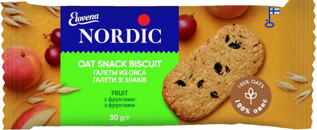 Галета з вівса Nordic з фруктами 30 г (6411200106739)