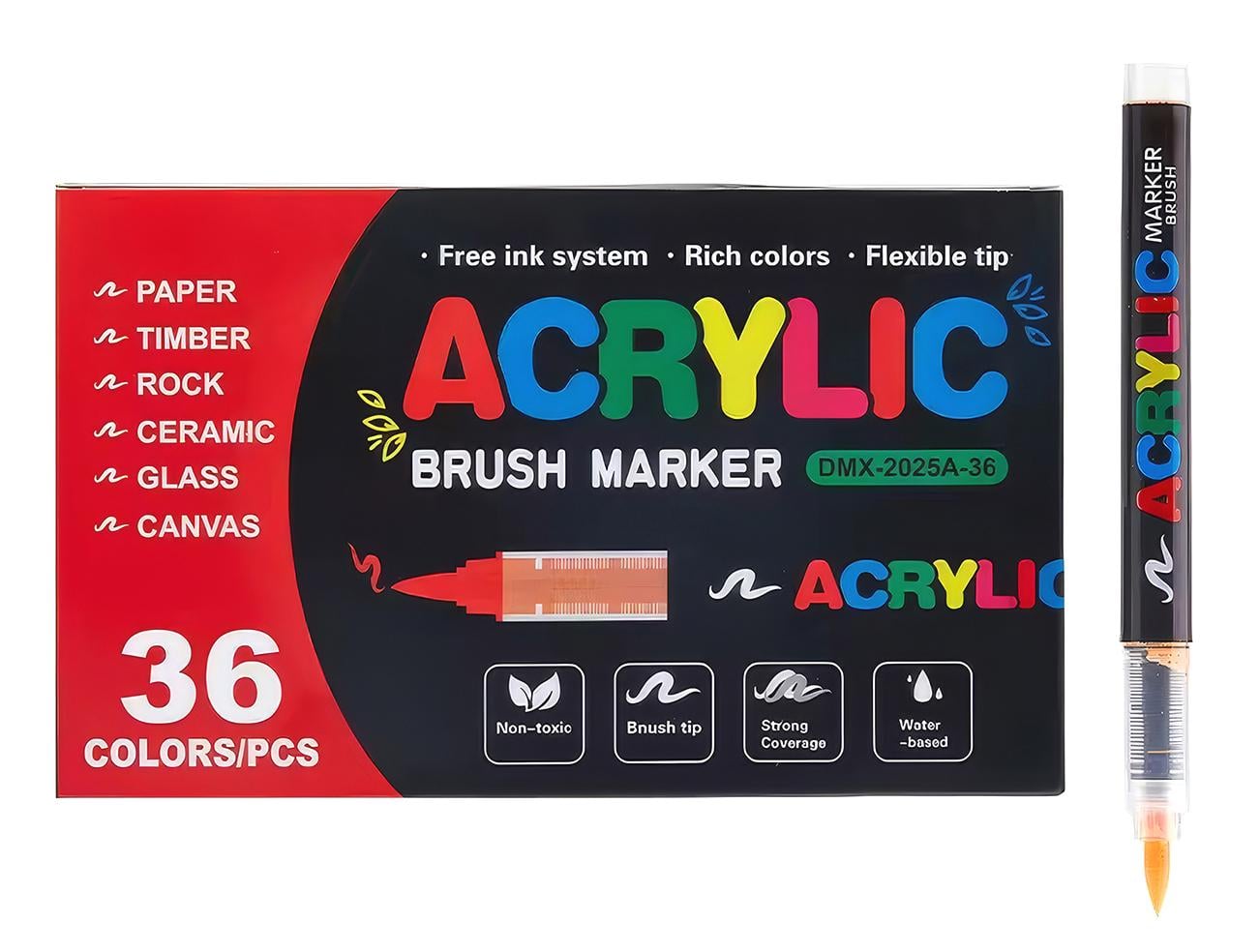 Маркери-пензлі акрилові Acrylic Brush Marker DMX-2025A 36 кольорів (DMX-2025A-36) Маркери-пензлі акрилові Acrylic Brush Marker DMX-2025A 36 кольорів (DMX-2025A-36)