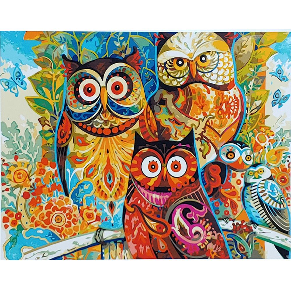 Картина по номерам Strateg Премиум Семья совушек 40x50 см (GS013)