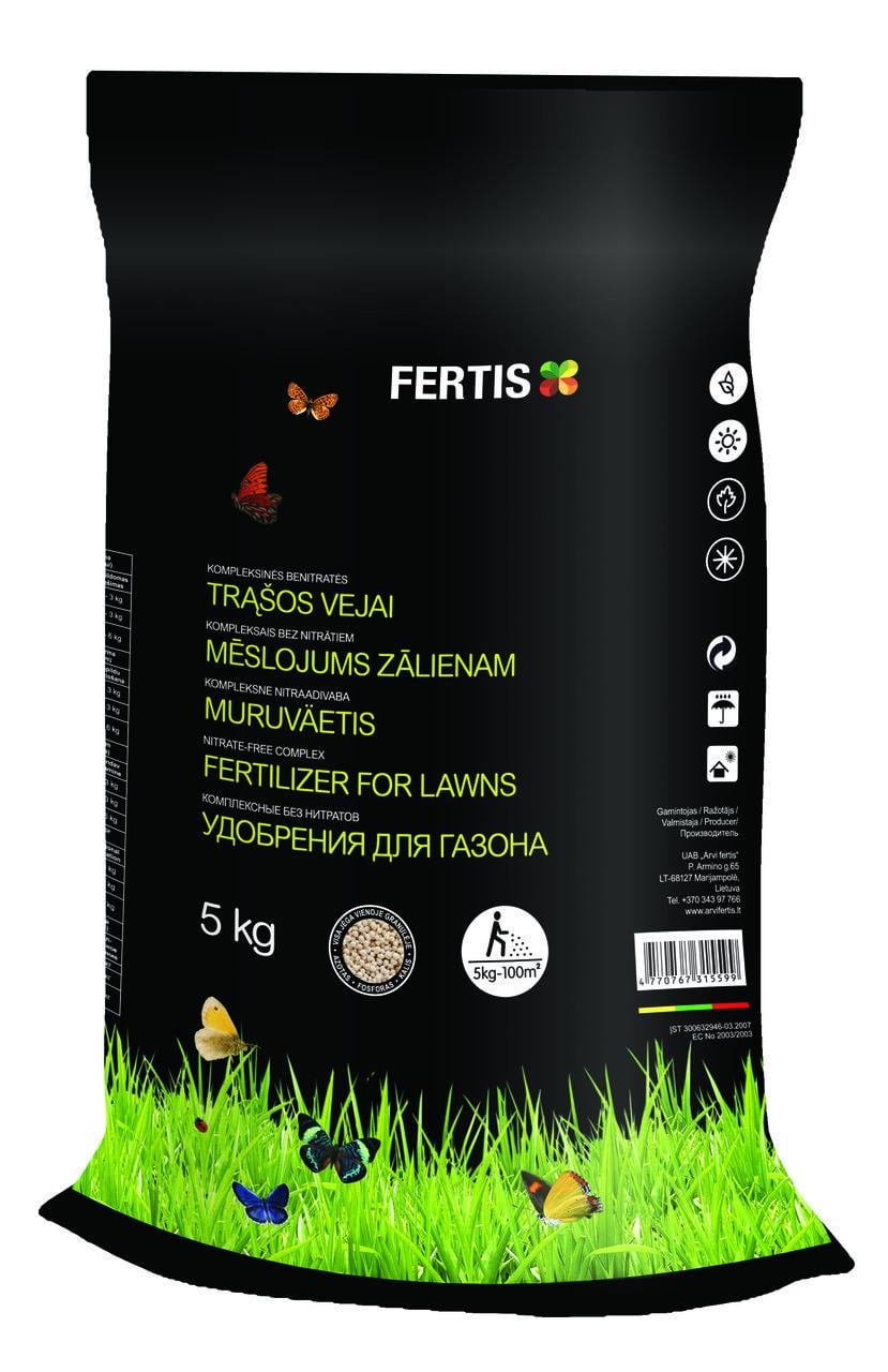 Добриво весняне комплексне для газону Fertis без хлору та нітратів 5 кг (2927617984)