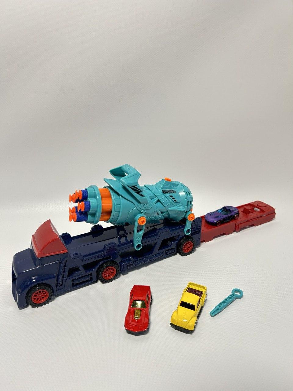 Набір машин металопластикові гармата/6 зарядів/викрутка/наліпки в коробці 3 шт.