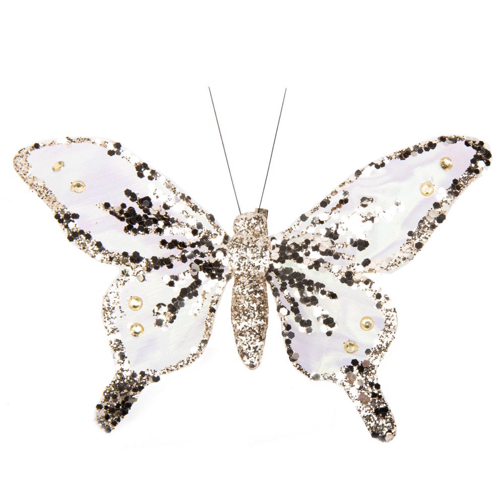 Мягкая новогодняя игрушка на елку Elisey Чудеса бабочки Серебряный (NH-106-K-210)