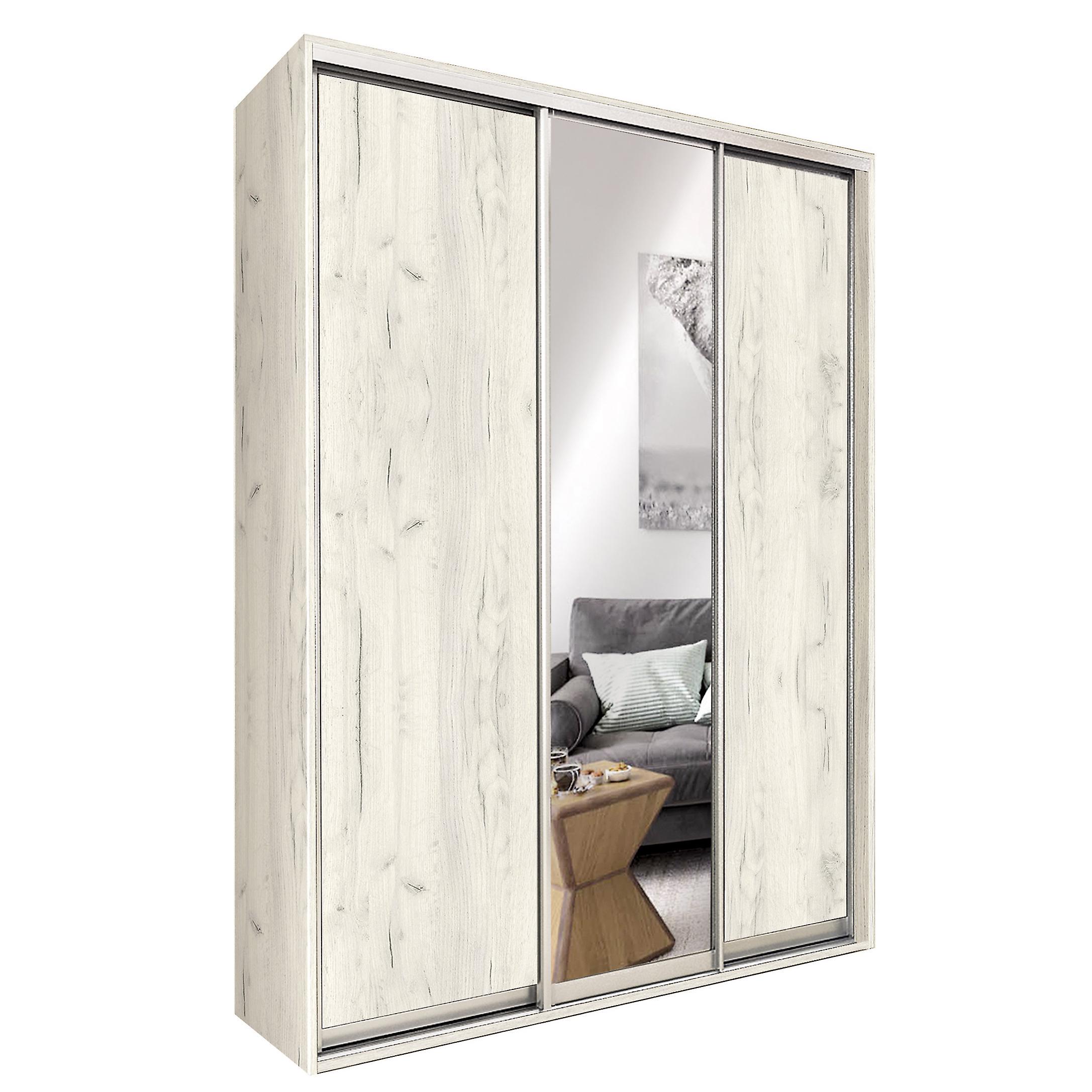 Шкаф-купе трехдверный МФ Модерн 194х45х210 см Дуб крафт белый