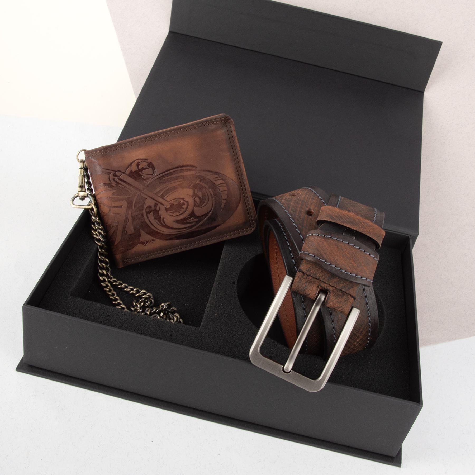 Подарочный набор мужской Handycover 2514 портмоне/ремень в коробке Коричневый (2603502488)