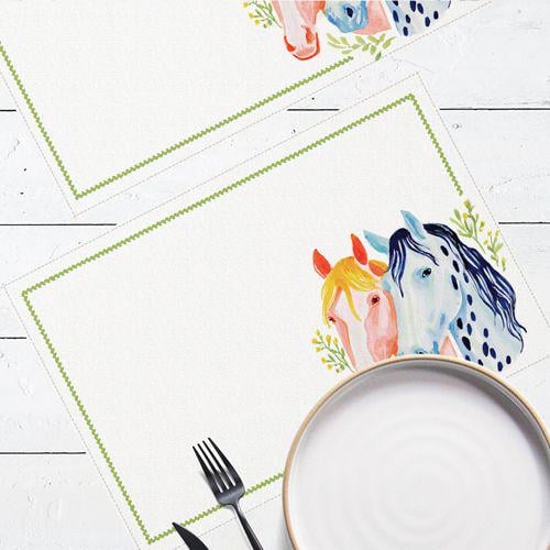 Салфетка тканевая сервировочная Presentville под тарелку Пара лошадей 40х27 см 2 шт. (SRVS_R_26NY020)