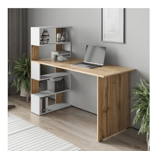 Комп'ютерний стіл зі стелажом з лівого боку 1400х600x1200 мм Дуб Аппалачі/Білий (ST-24) Комп'ютерний стіл зі стелажом з лівого боку 1400х600x1200 мм Дуб Аппалачі/Білий (ST-24)