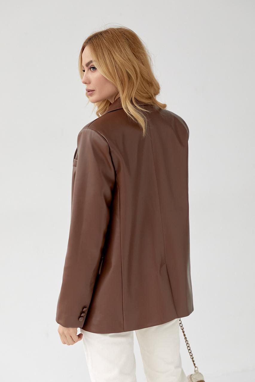 Піджак жіночий зі шкірозамінника р. 40 Коричневий - фото 2 Піджак жіночий зі шкірозамінника р. 40 Коричневий - фото 2