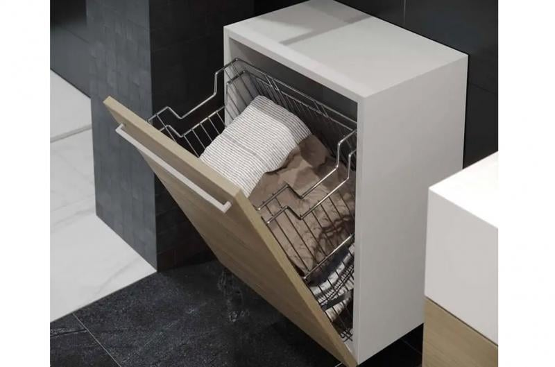 Корзина для белья Starax с держателем 450 мм Хром (S-8114-C)