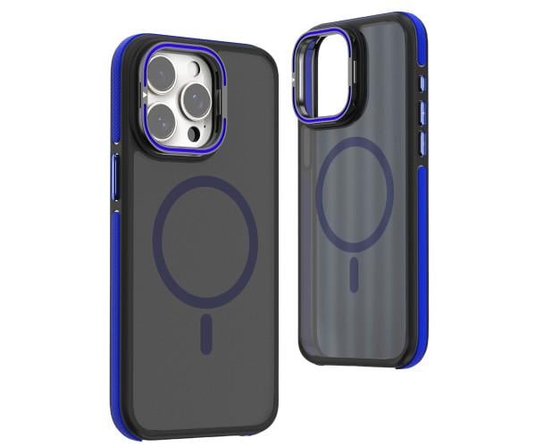 Матовый чехол - накладка Dual Color Camera Stand для iPhone 16 Pro Max Синий