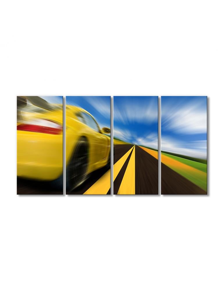 Картина модульная Спортивное авто на скорости 4 модуля 90x135 см