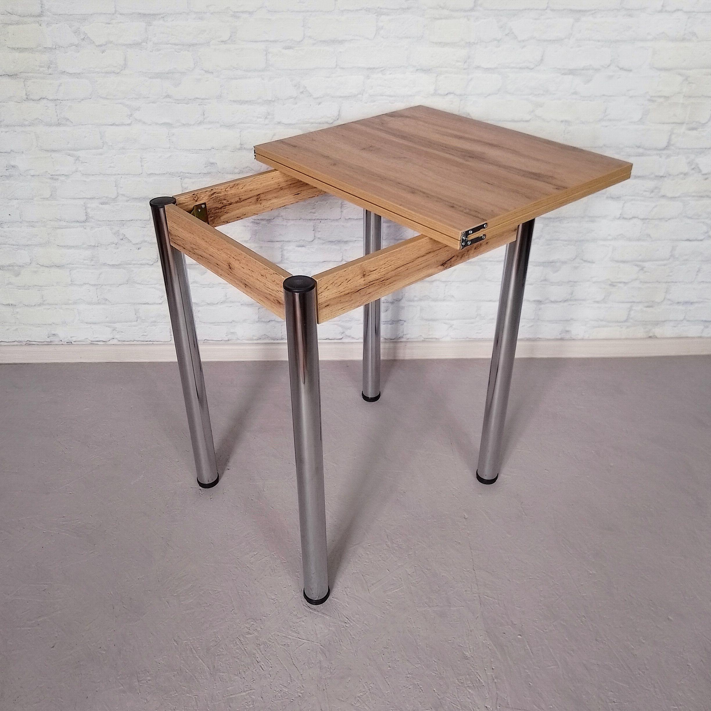 Обеденный стол смарт раскладной/ножки металлические 60х50х75 см/100х60х75 см Дуб аппалачи/Хром (0049) - фото 4 Обеденный стол смарт раскладной/ножки металлические 60х50х75 см/100х60х75 см Дуб аппалачи/Хром (0049) - фото 4