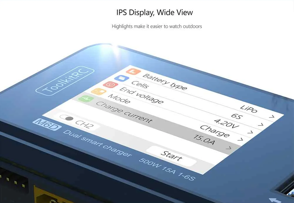 Зарядний пристрій ToolkitRC M6D FPV 500W 15A 2 канали - фото 4