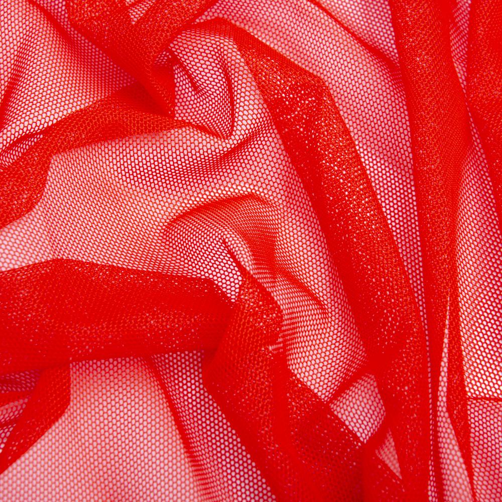Ткань сетка стрейч мягкая однотонная V-1290 червона