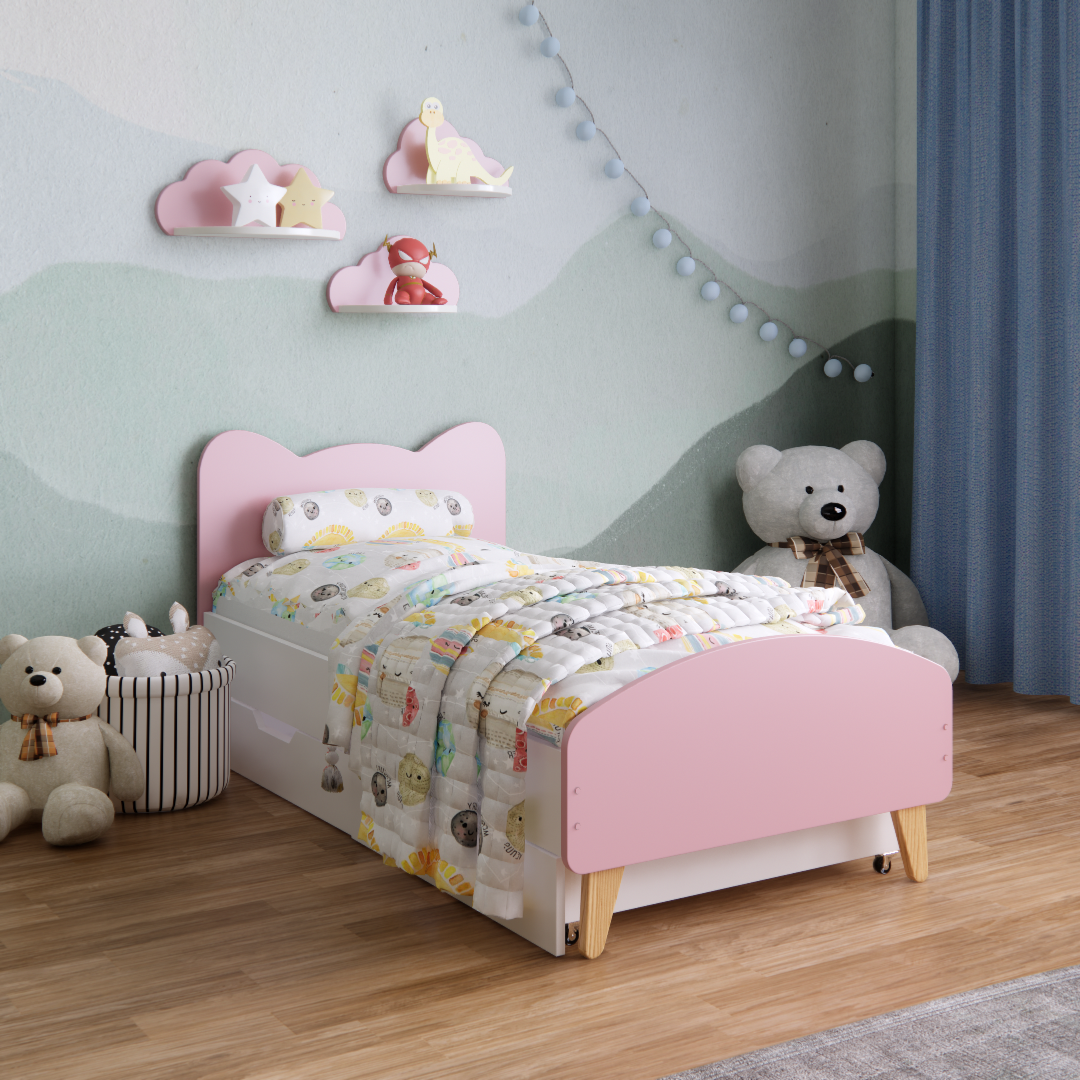 Детская кроватка Котик с ящиками для детей 3-7 лет для девочек 140х70 см Розовый - фото 1 Детская кроватка Котик с ящиками для детей 3-7 лет для девочек 140х70 см Розовый - фото 1