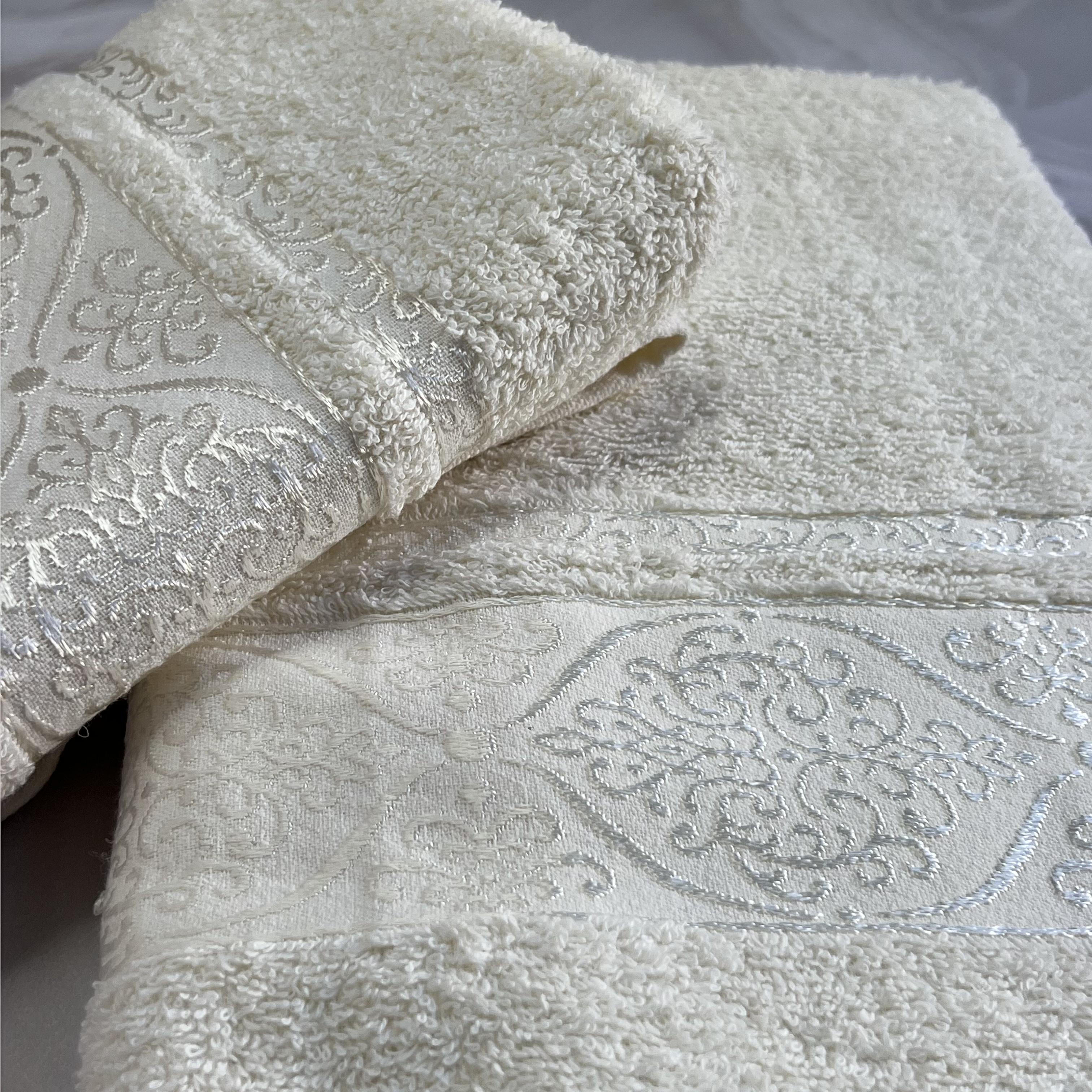 Набір рушників банне та для обличчя 70х40 см/50х90 см 2 шт. Білий (mame2v1venz2-beyaz) - фото 4