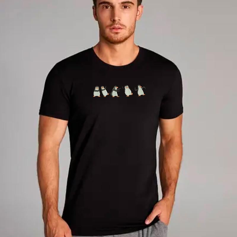Футболка чоловіча з вишивкою пінгвінів 01-2 S Чорний (861215-14-3)
