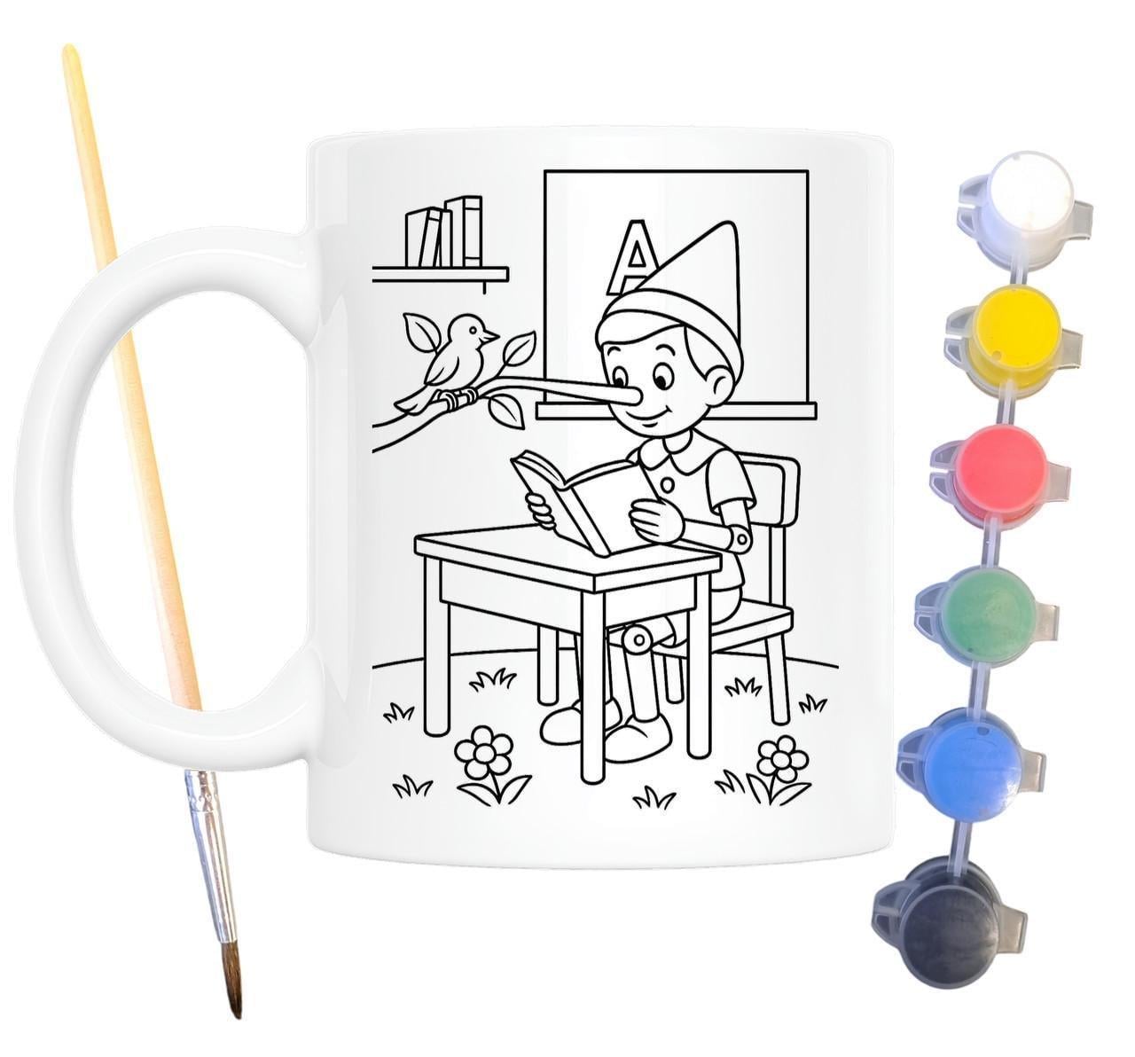 Набор для творчества кружка раскраска Приключения Пиноккио по мотивам романа Карло Коллоди 330 мл Белый (КР0193)