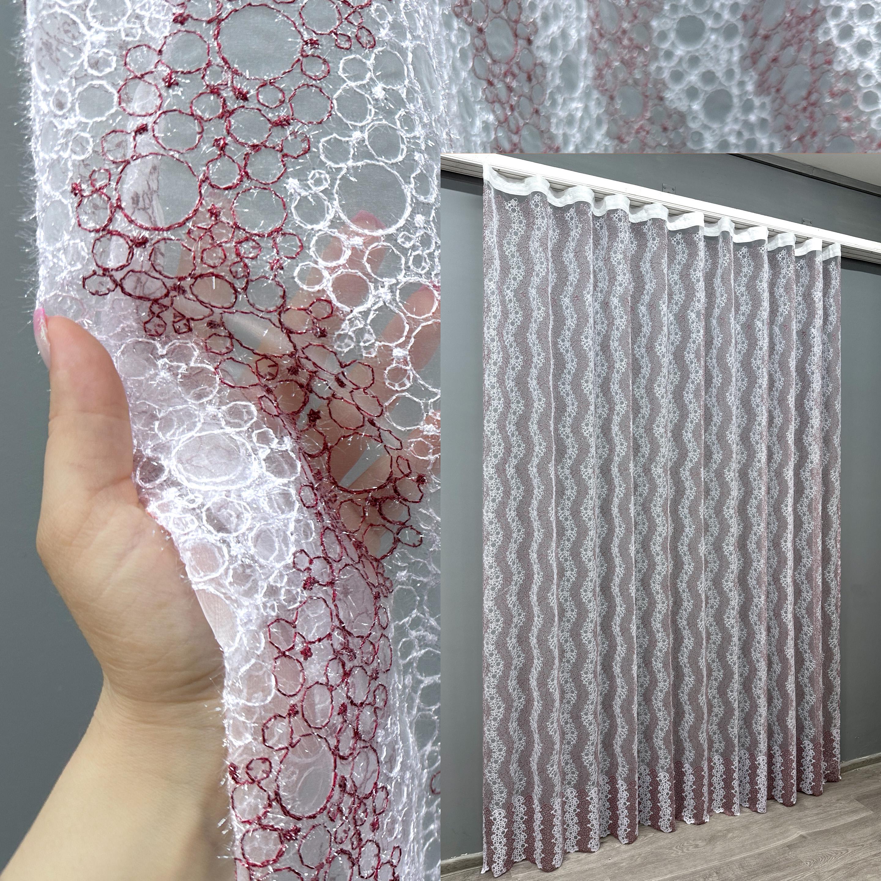 Тюль VR-Textil 1687т Органза с вышивкой и люрексом 300х270 см Бордовый/Белый (42-0724) - фото 3 Тюль VR-Textil 1687т Органза с вышивкой и люрексом 300х270 см Бордовый/Белый (42-0724) - фото 3