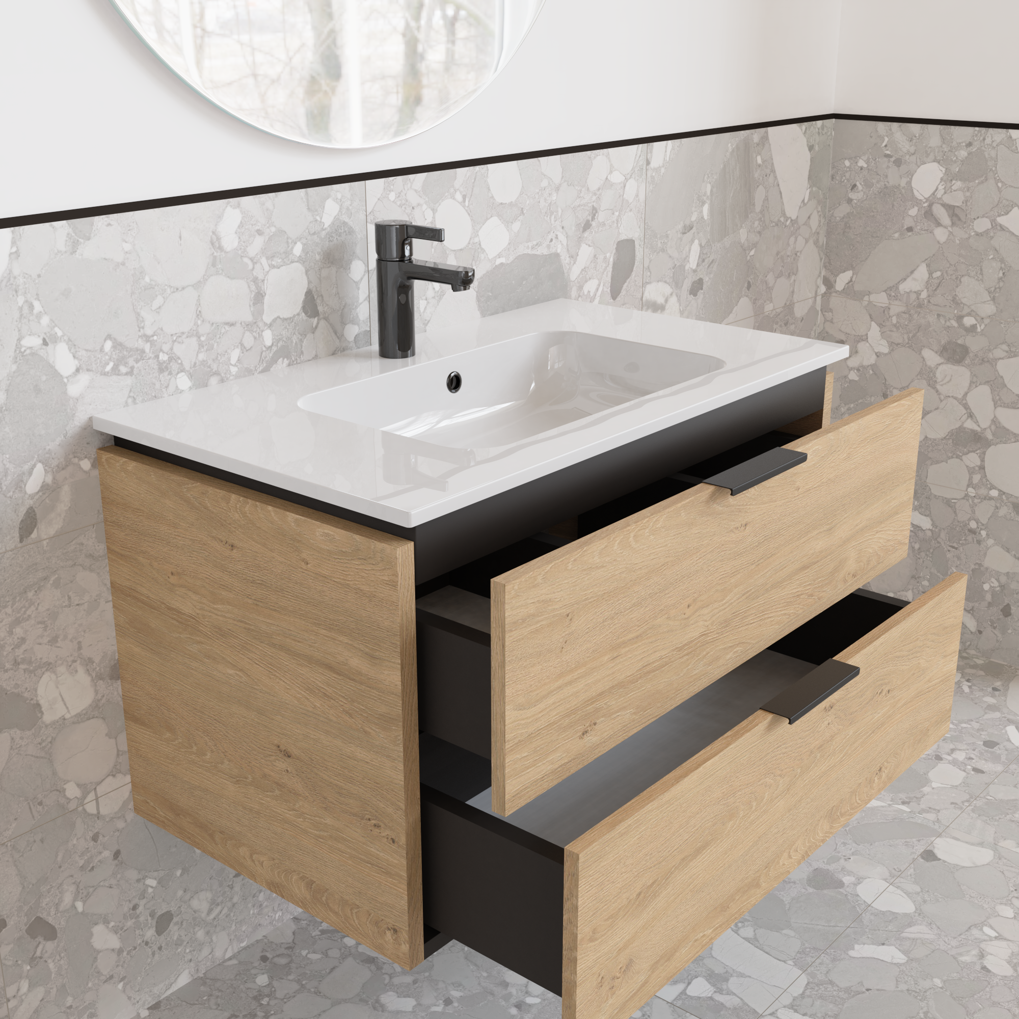 Тумба підвісна з раковиною MVK Vostok Icon 70 В2 700х450х530 мм Дуб кам'яний (p270db) - фото 3 Тумба підвісна з раковиною MVK Vostok Icon 70 В2 700х450х530 мм Дуб кам'яний (p270db) - фото 3