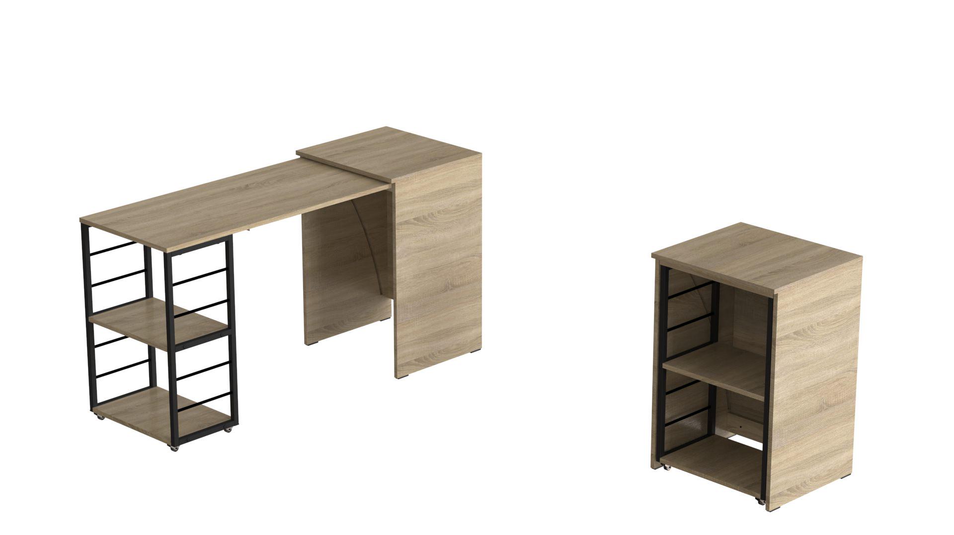 Стіл-тумба трансформер Ferrum-decor Смарт 2/1 метал/ДСП 16 мм 750x1450x500 мм Чорний/Дуб Сонома (FRD-105098) - фото 7