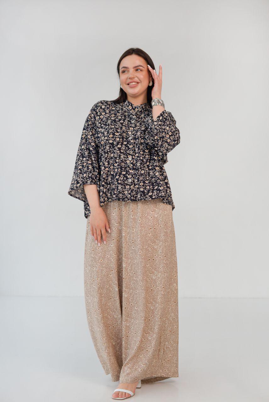 Брюки хлопковые женские широкого покроя р. 60-62 Песочный (14-5229 7) - фото 6 Брюки хлопковые женские широкого покроя р. 60-62 Песочный (14-5229 7) - фото 6