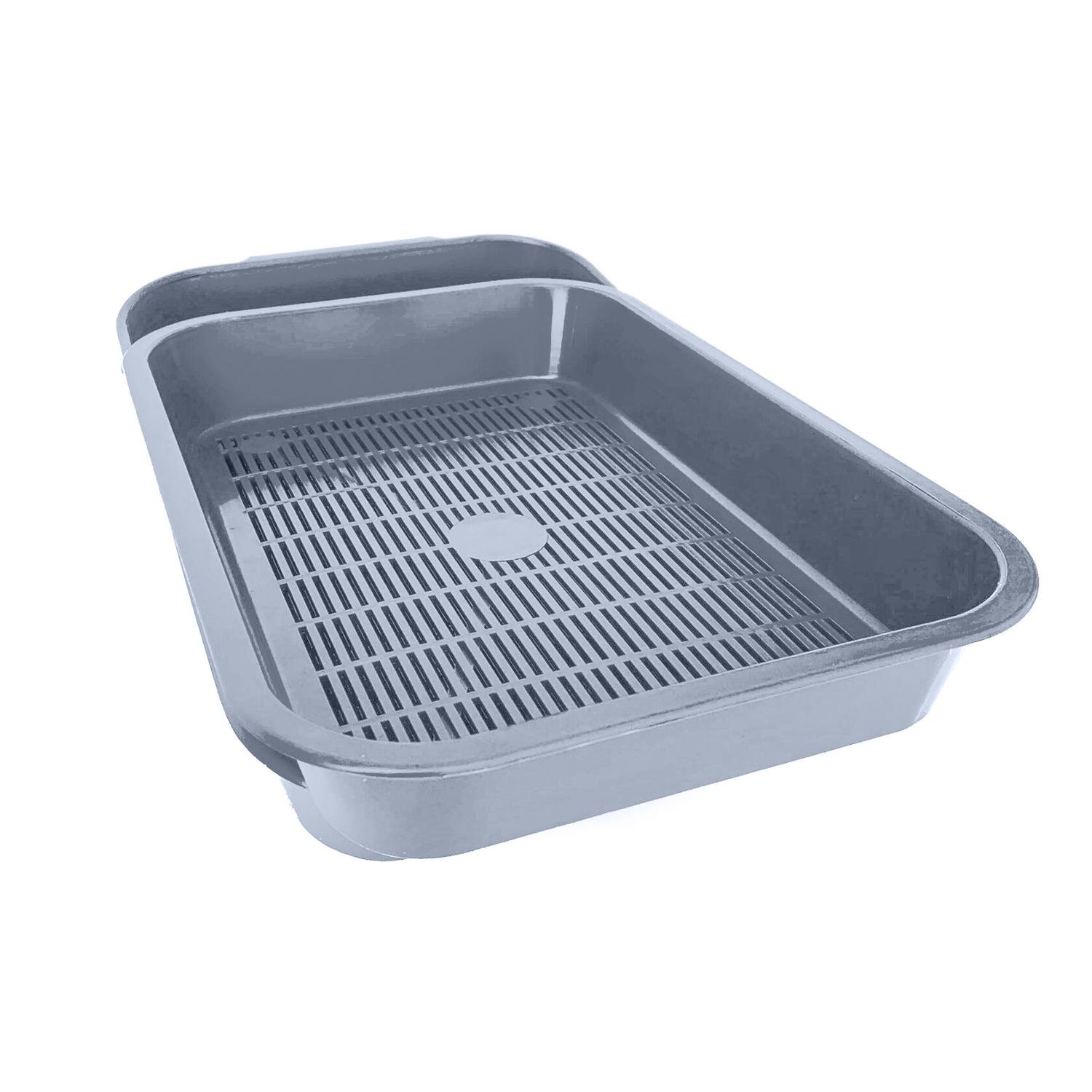 Лоток для кішок глибокий із сіткою 36,5х25х6 см Сірий (86967) - фото 1