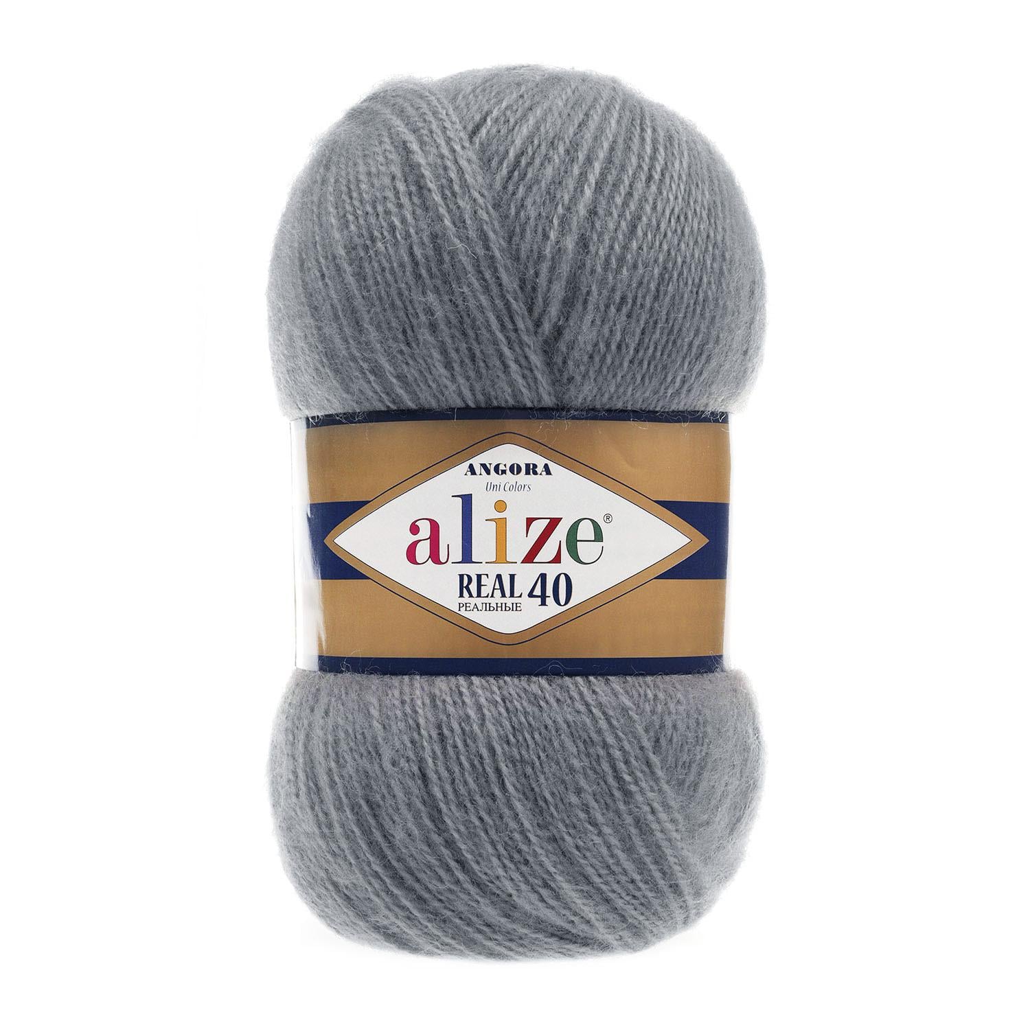 Пряжа Alize Angora Real 40 87 Серый (6366)
