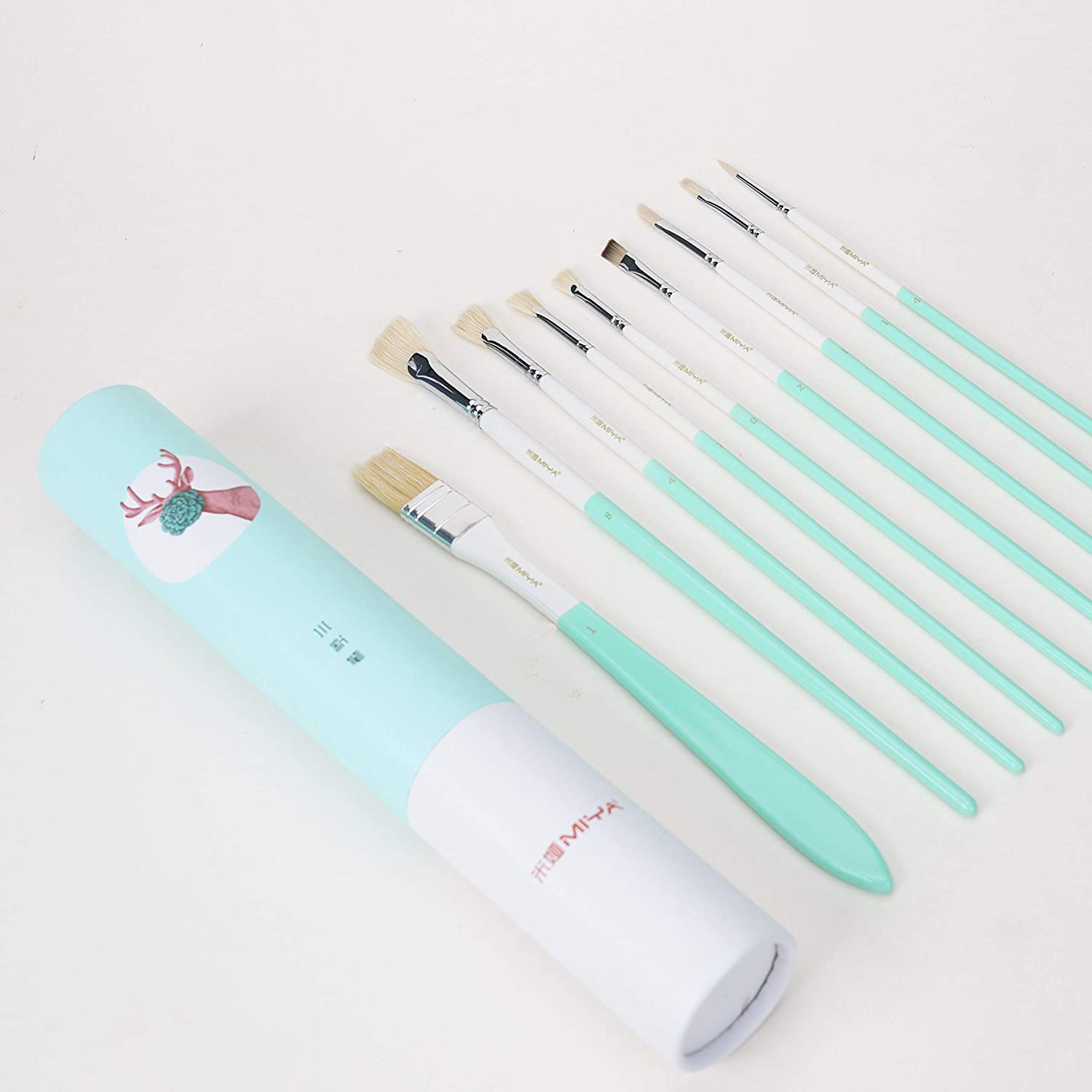 Художественные кисти MIYA ANIMALS Набор 9 шт. из натуральной щетины Мятная коробка - фото 3 Художественные кисти MIYA ANIMALS Набор 9 шт. из натуральной щетины Мятная коробка - фото 3