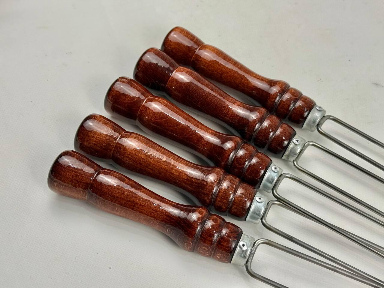 Набор шампуров для овощей из нержавеющей стали с деревянными ручками 5 шт. (21-10-SH-3134) - фото 4 Набор шампуров для овощей из нержавеющей стали с деревянными ручками 5 шт. (21-10-SH-3134) - фото 4