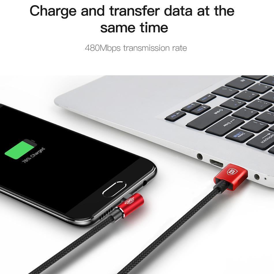 Кабель зарядний Baseus Micro USB 2,0 90° реверсивний MVP 1 м Red (CA ммVP-A09) - фото 5 Кабель зарядний Baseus Micro USB 2,0 90° реверсивний MVP 1 м Red (CA ммVP-A09) - фото 5