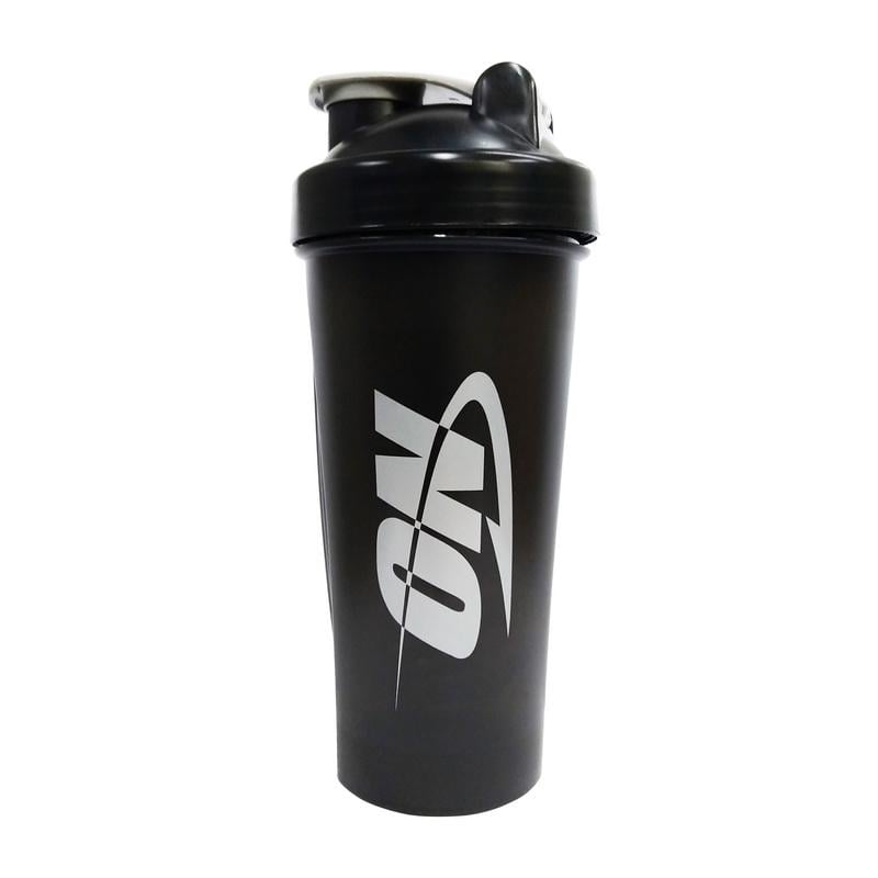 Шейкер для протеїну та спортивного харчування Optimum Nutrition Shaker With Metal Ball 600 мл Чорно-сірий