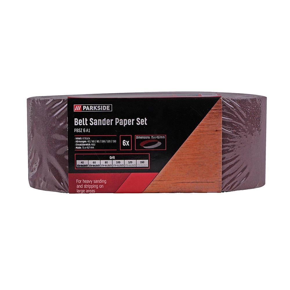 Набір наждакового паперу PARKSIDE 6 шт. 75х457 мм Коричневий (380881)