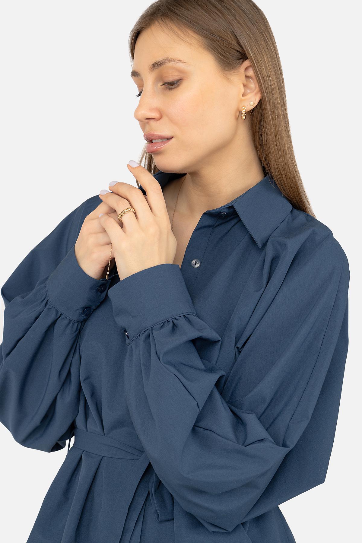 Рубашка приталенная ЦБ-00270228 женская р. 44 Индиго (SKT001045801) - фото 4