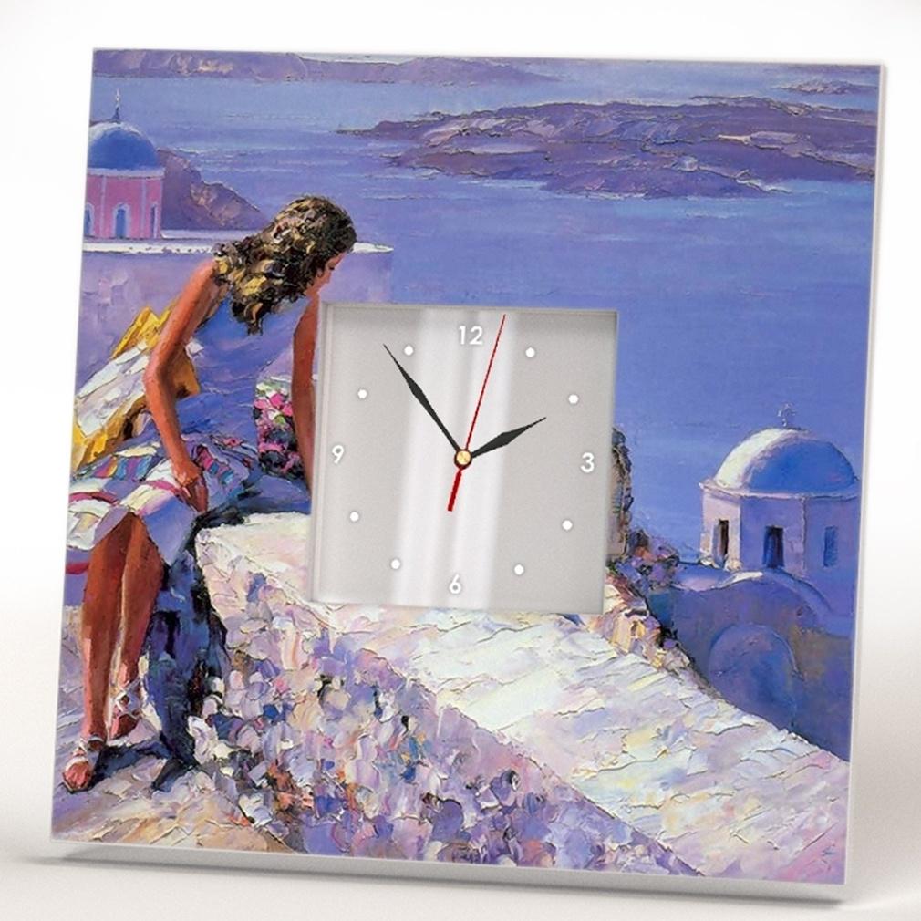 Часы-картина Санторини Греция 260x260 мм (C00252)