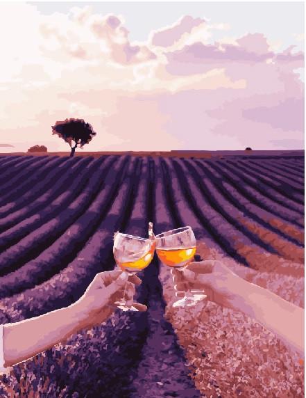 Картина по номерам Brushme "Лавандовое поле Валенсоль с бокалами. Сергей Сухов" (GX23787) Картина по номерам Brushme "Лавандовое поле Валенсоль с бокалами. Сергей Сухов" (GX23787)