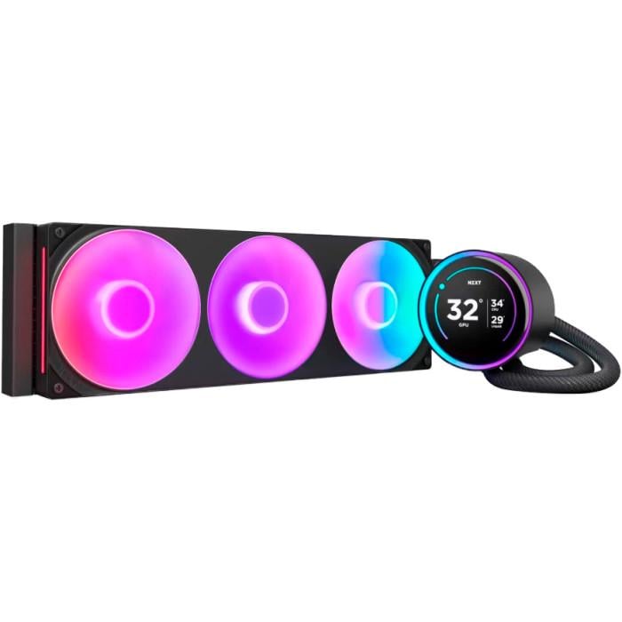 Система жидкостного охлаждения NZXT Kraken Elite 360 ​​RGB 2,72" IPS 2400 об/мин RGB PWM 360 мм Black (RL-KR36E-B2)