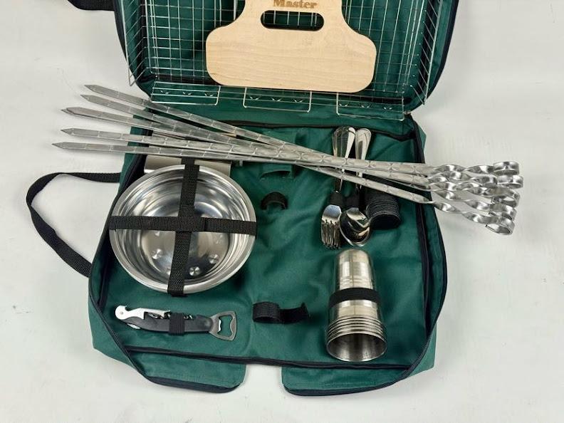 Набір шампурів у чохлі для пікніка на 6 осіб з нержавіючої сталі Зелений (21-10-PS-1006) - фото 4 Набір шампурів у чохлі для пікніка на 6 осіб з нержавіючої сталі Зелений (21-10-PS-1006) - фото 4