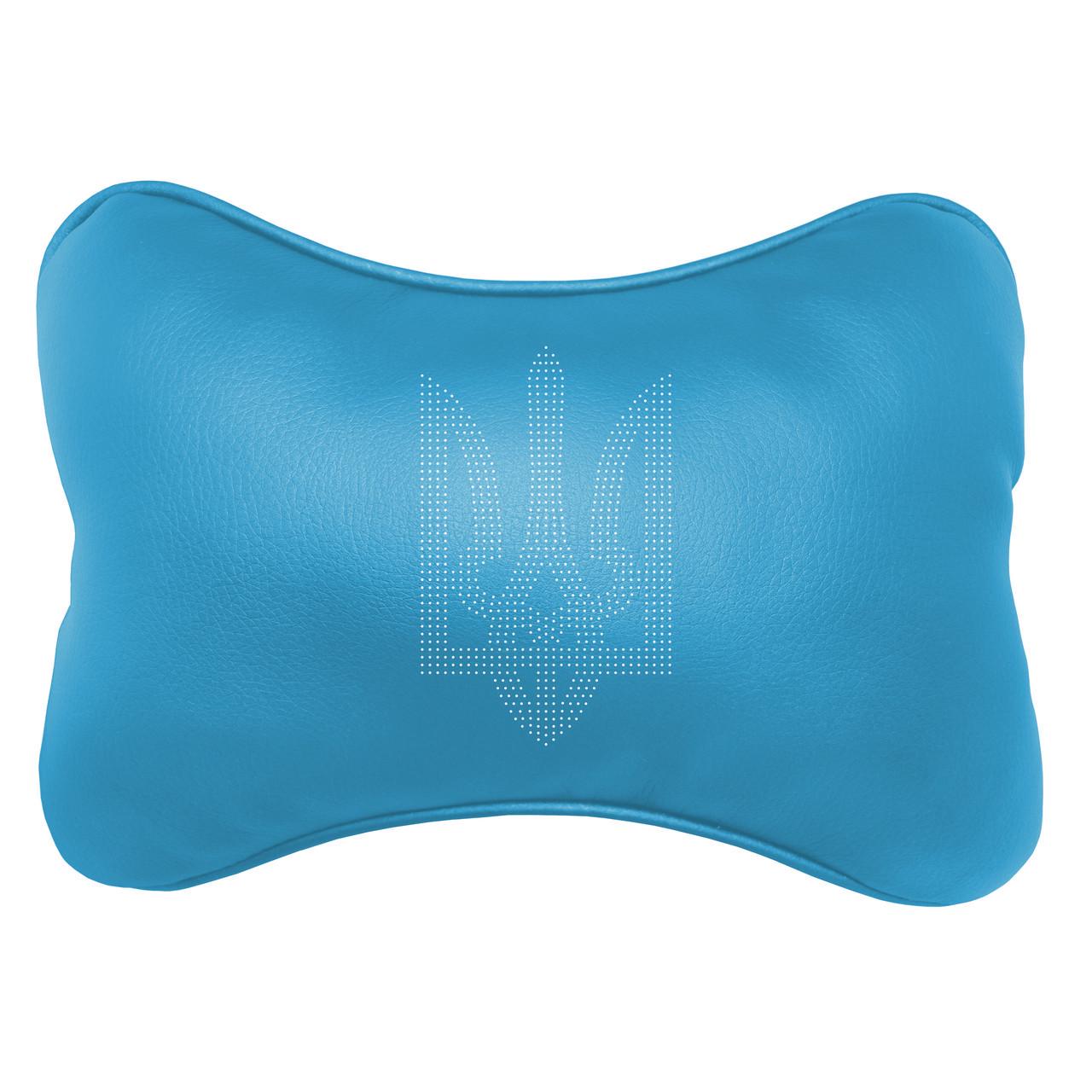 Подушка автомобильная Avtolife Герб для шеи из экокожи Голубовато- желтый (2647888316) - фото 1