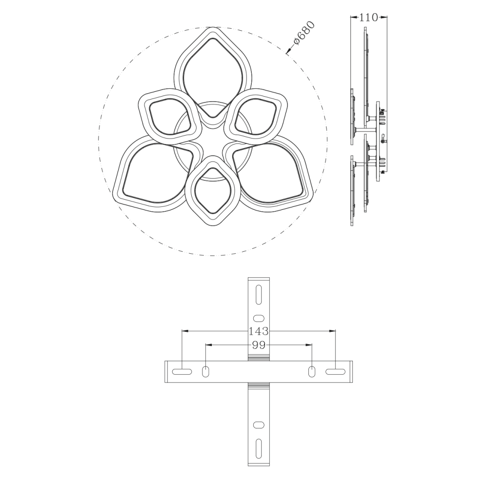 Люстра-смарт світлодіодна з підсвічуванням ESLLSE AZALIA ICE 7R 100 Вт RGB Білий (141-10133-01) - фото 7