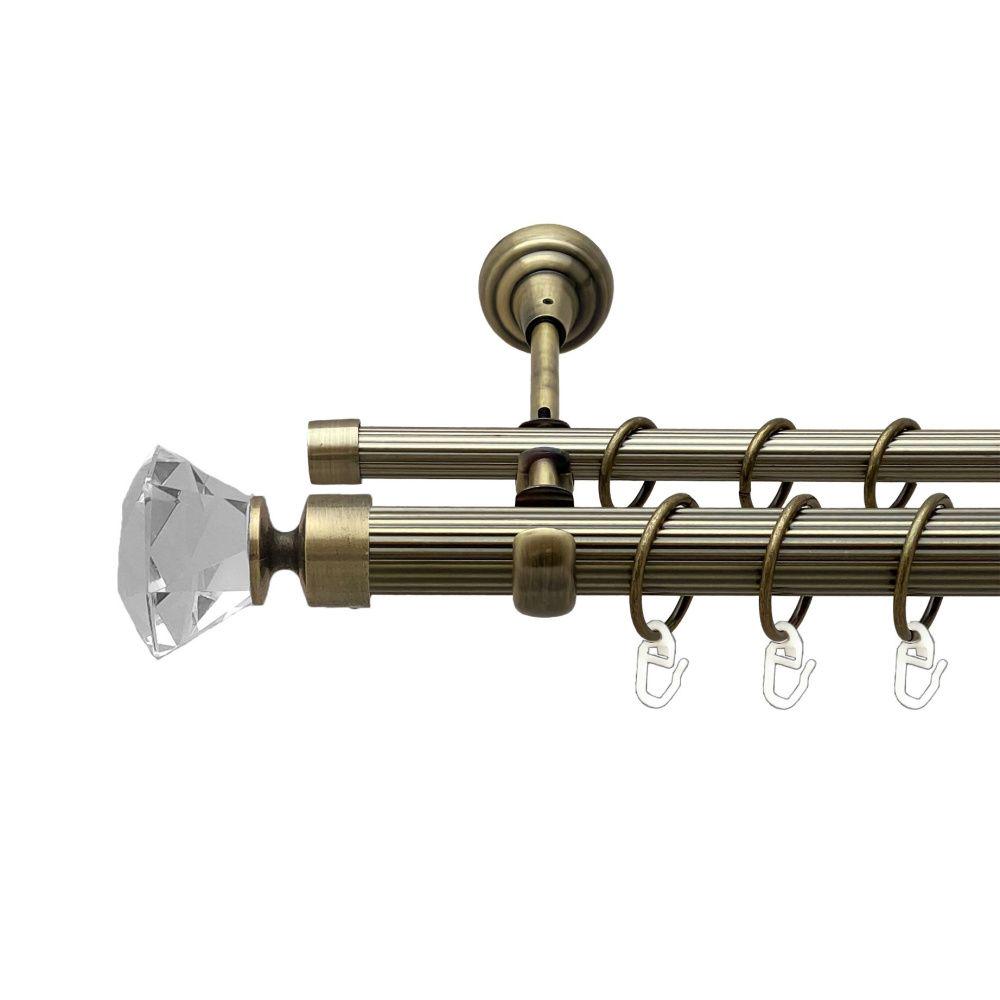 Карниз Orvit Спектралія металевий дворядний відкритий рифлена труба кільце металеве 25/16 мм 300 см Антик (00-00018263)