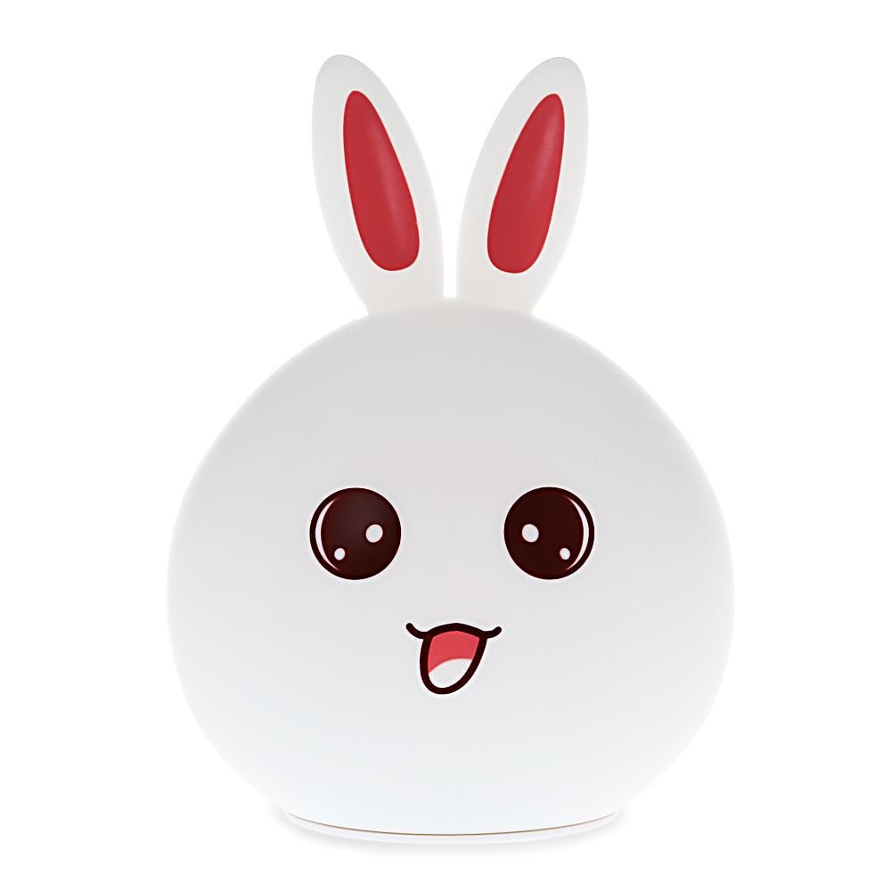 Детский ночник зайчик Solar Rabbit Silicone Lamp LED аккумуляторный светильник Белый (666474U)