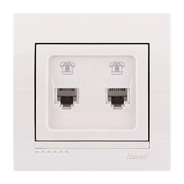 Розетка телефонная двойная Lezard Deriy Белый