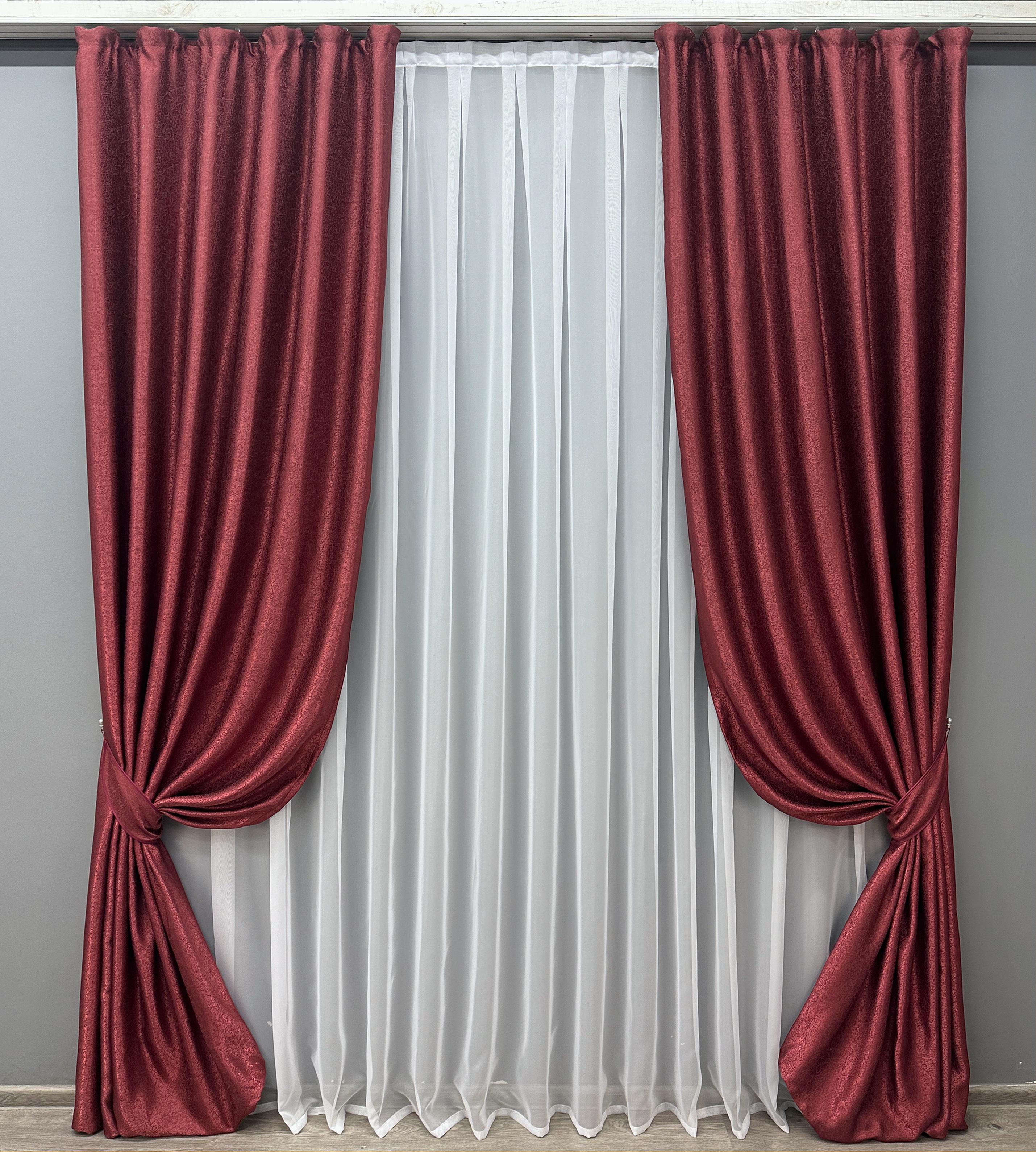 Комплект готовых штор VR-Textil Софт Люкс однотонный №753ш 150х280 см 2 шт. Бордовый (30-534)