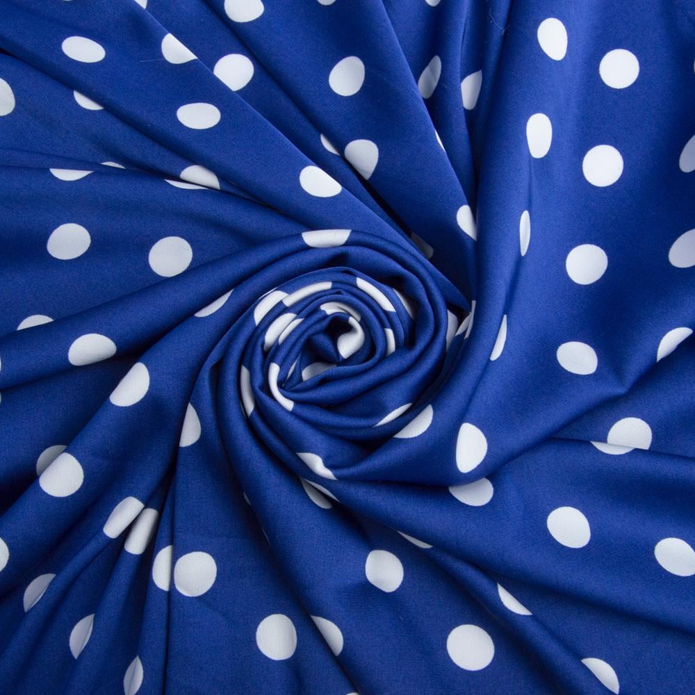 Тканина для вечірньої сукні Горошок атлас шовковий Електрик