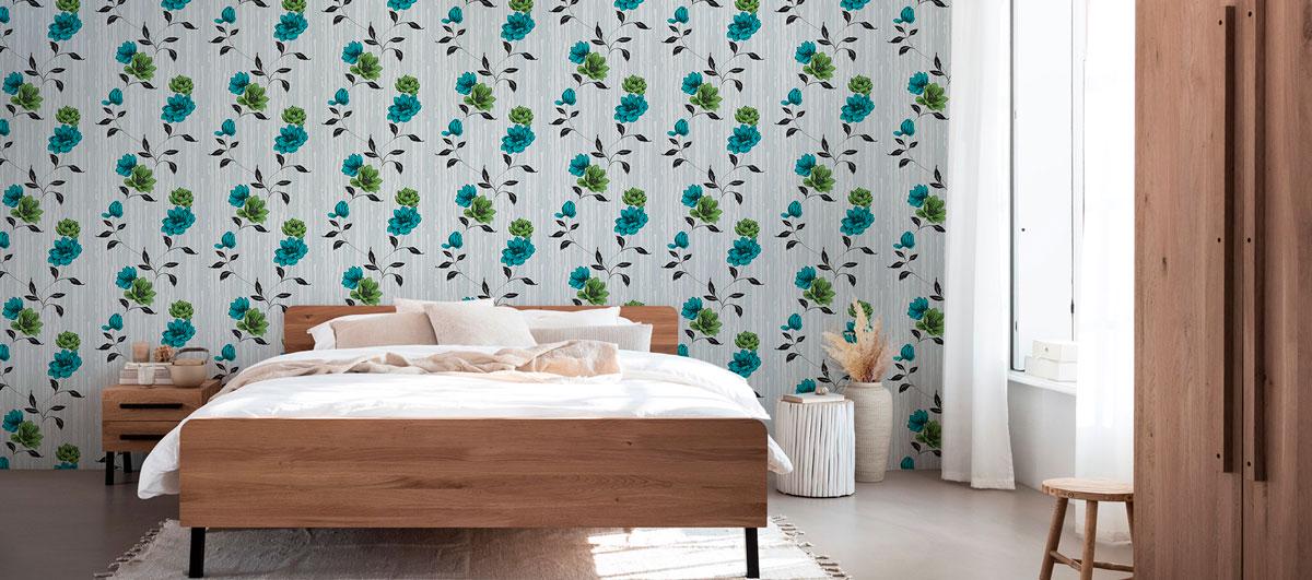 Шпалери паперові Континент Естель Сірий/Бірюзовий (1381) - фото 2