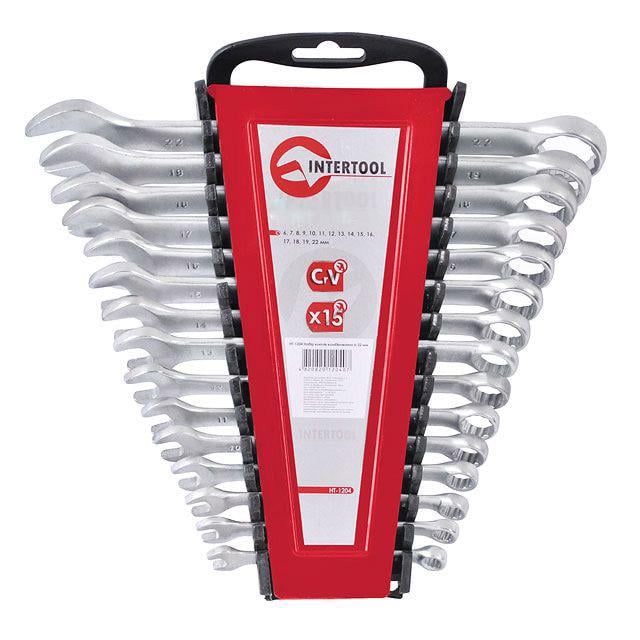 Набор ключей Intertool Cr-V комбинированных 6-22 мм 15 ед. (000028014)
