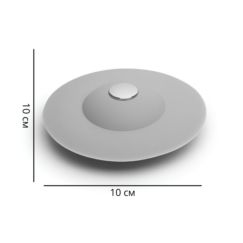 Фільтр-пробка універсальна силіконова для зливу раковин на кухні та у ванній кімнаті Сірий (10378093) - фото 6