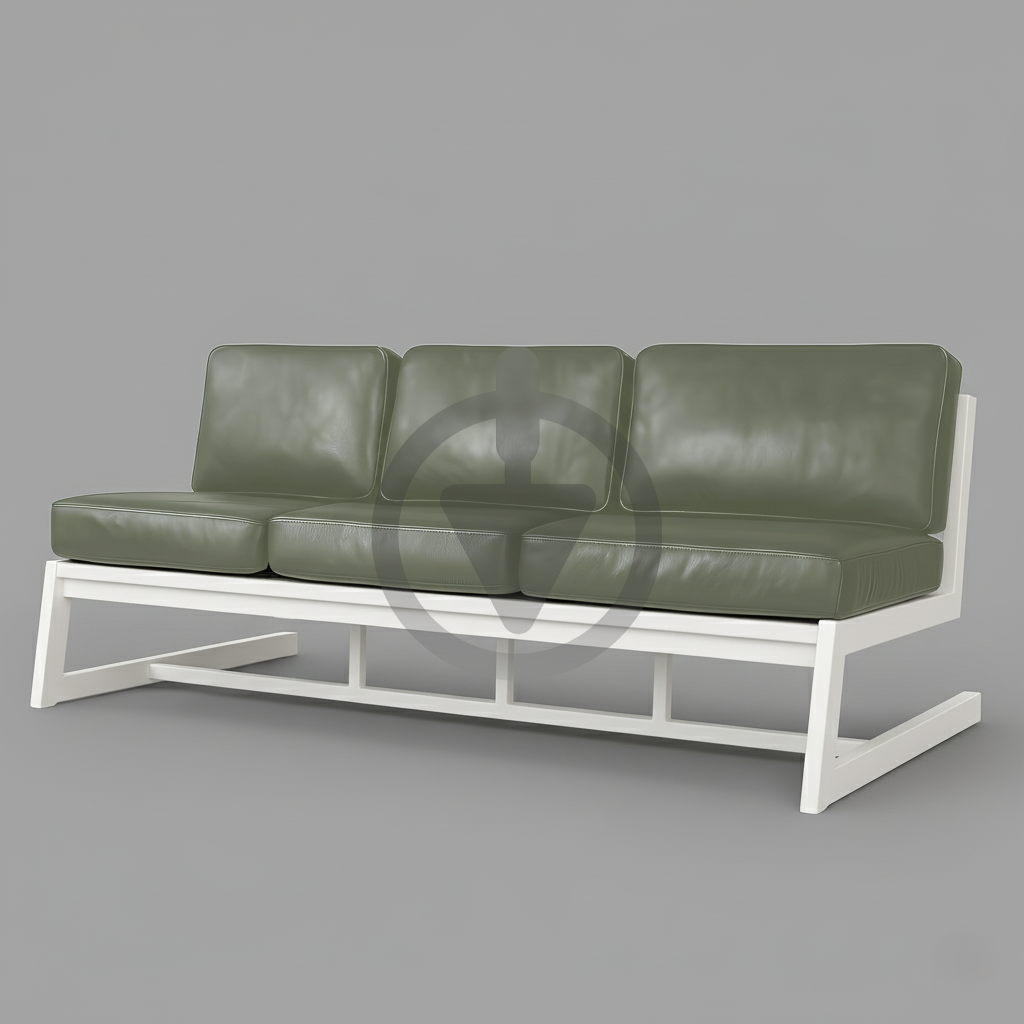 Диван металевий AVVS tech Атлас вуличний лофт екошкіра 246 см Оливковий/Білий (30222864) - фото 1