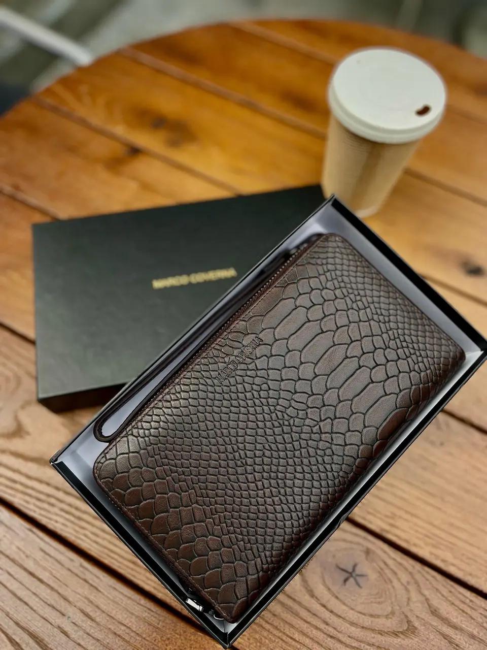 Кошелек-клатч Marco Coverna на молнии с блоком под карты из натуральной кожи Коричневый (MC086-5901С) - фото 2