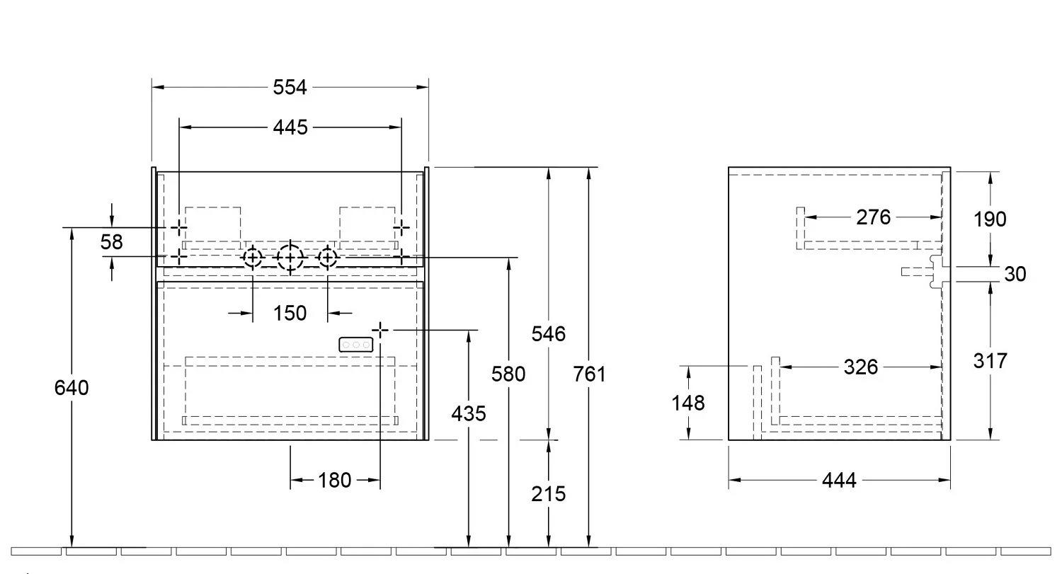 Тумба під умивальник підвісна Villeroy&Boch Collaro C00800DH 55,4x54,6x44,4 см Білий (113190) - фото 2